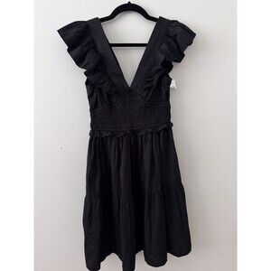NWT Gap Women's Black V-Neck‎ Ruffle Mini Dress Size XS